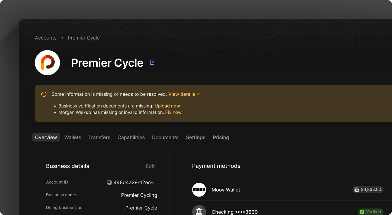 Account error in the Dashboard